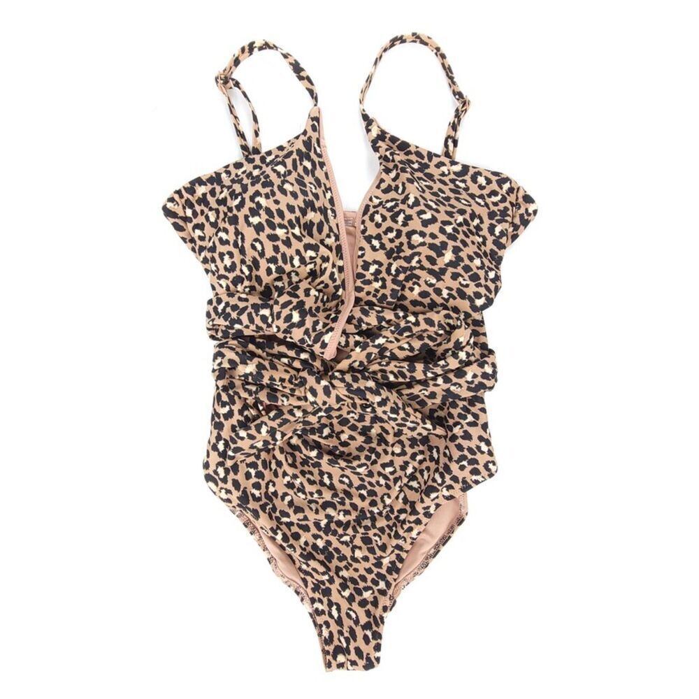 NEW Aerie Leopard Full Coverage Wrap One Piece Swimsuit Plus XXL Cheetah Brown